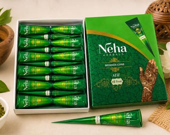 Pack of 3 Neha Herbal Mehndi Cones | Ready to Use Henna Cones | Natural Mehndi for Hand Designs | Temporary Tattoo Cone | Festival Mehndi