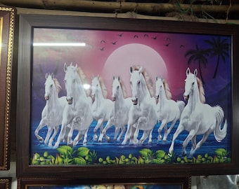 Seven White Horses Wall Art, Rising Sun Framed Print (18.0 X 12.0 in)