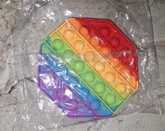 Hexa Pop It Fidget-leksak: Rainbow Push Bubble Sensorisk Stresslindrare