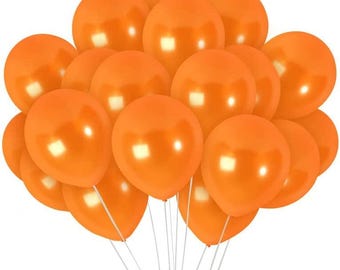 HD Metallic Finish Balloons for Birthday/Anniversary Party Decoration(Orange, Pack of 50)