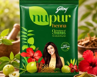 Godrej Nupur Henna Powder 25g x 2 Packs | Natural Herbal Henna for Hair | 9 Herb Hair Care Formula | Hair Coloring & Conditioning Treatment