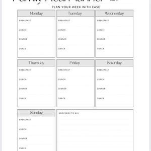 Wekelijkse gezinsmaaltijdplanner