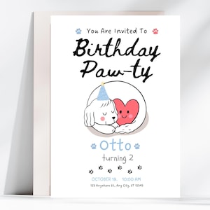 Quirky Dog Birthday Pawty Invitation| Let’s Pawty Invite| Editable invitation| instant DOWNLOAD