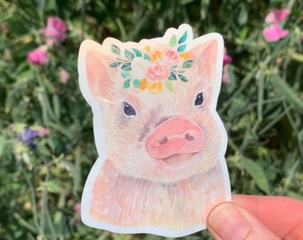Pig Sticker, Pink Pig, Cute Pig Sticker