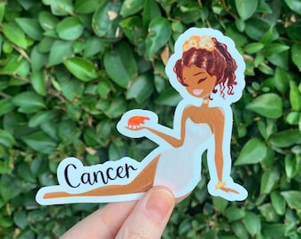 Cancer Zodiac Sticker, Astrology Birthday Gift for Cancer Woman, Waterproof Laptop & Water Bottle Decal