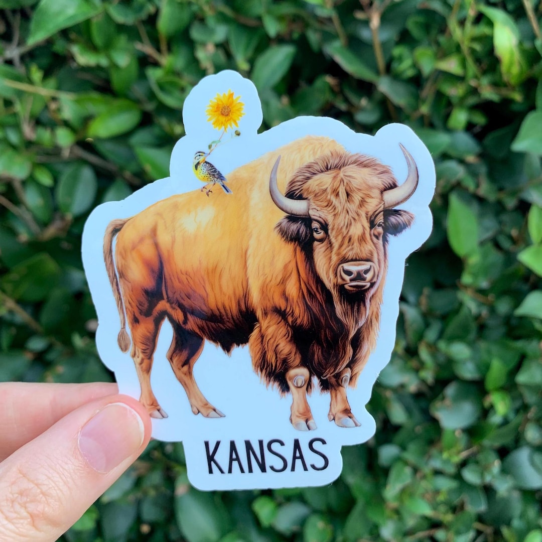 Kansas Stickers Kansas Sticker, State Sticker, Kansas Gift, Kansas Bison Sticker - Etsy