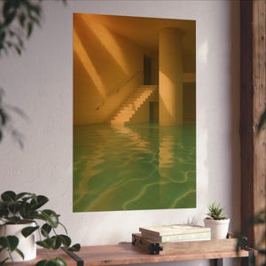 Dreamcore Style Limale Space Pool Räume Ästhetische Wandkunst, Die Hinterräume Kunst, Poolcore, Geschenk für Creepypasta Liebhaber, Wohnheim