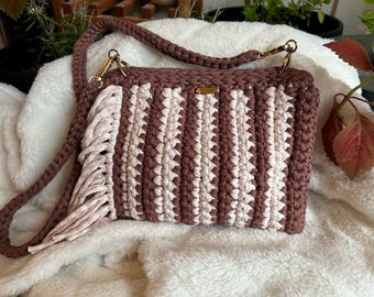 Bolso de crochet hecho a mano, bolso de mano, bolso de hombro para mujer, bolso beige, bolso de mujer hecho a mano, bolso bandolera, bolso boho, bolso boho artesanal