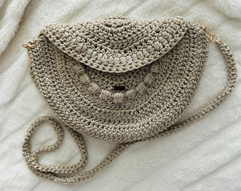 Bolso de crochet hecho a mano, bolso de mano, bolso de hombro para mujer, bolso beige, bolso de mujer hecho a mano, bolso bandolera, bolso boho, bolso boho artesanal