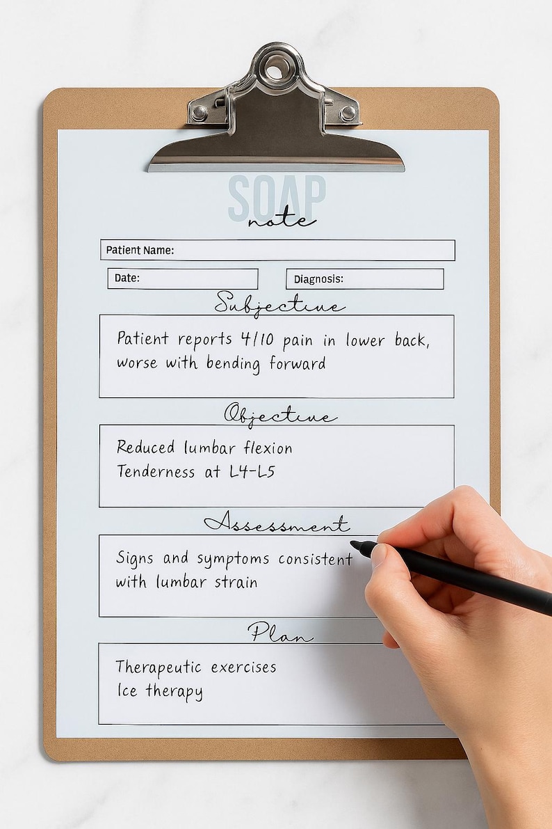 SOAP Note Template | Printable + Fillable PDF | Physical Therapy ...