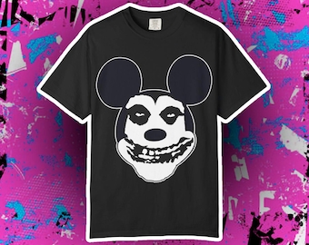 The Mouse-fits T-Shirt | Emo Punk Mickey Mouse Graphic Tee Shirt | Misfits Inspired | Goth Alt Punk Emo Disney