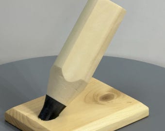 Wooden Pencil-Shaped Pencil Holder | Unique Desk Organizer | Handmade Gift for Teachers & Writers