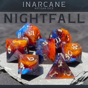 Nightfall - OOAK D&D Sharp Edge Artisan-dobbelstenen op volledige grootte