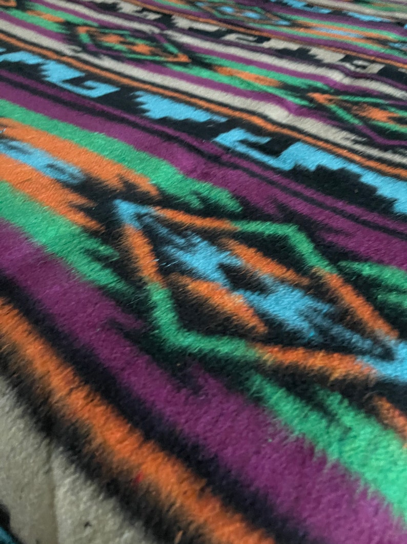 Extra Large Heavy Camp Blanket Reversible Southwestern Queen Bedspread