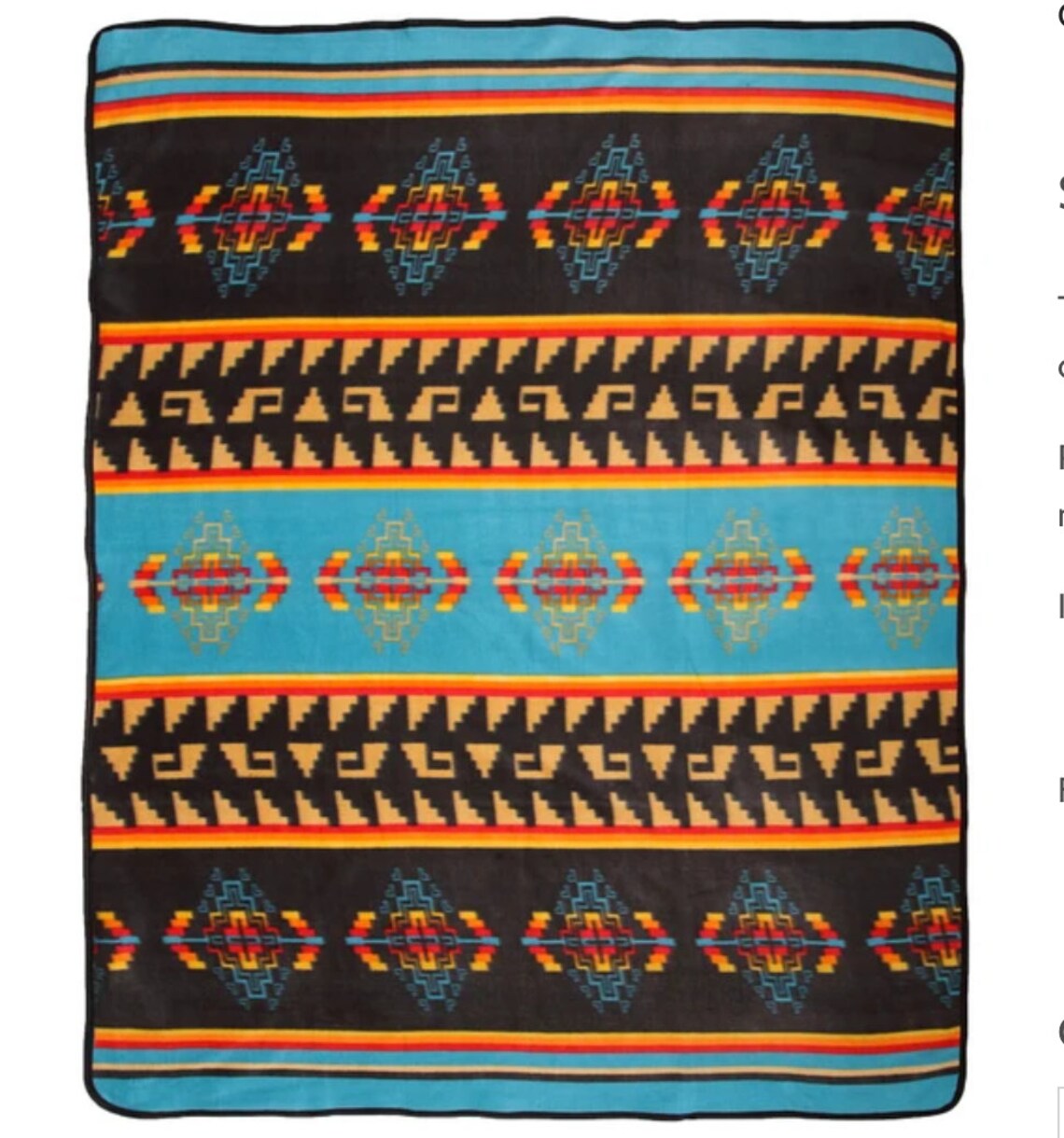 Fleece Lodge Blanket / Southwestern Throw Rustic Cowboy Design Etsy