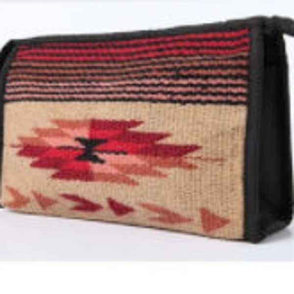 Handwoven Southwest Aztec Makeup Bag Navajo Southwestern Boho Cowboy Purse Aztec Yellowstone Beth Dutton inspired Rodeo Wool Saddleblanket