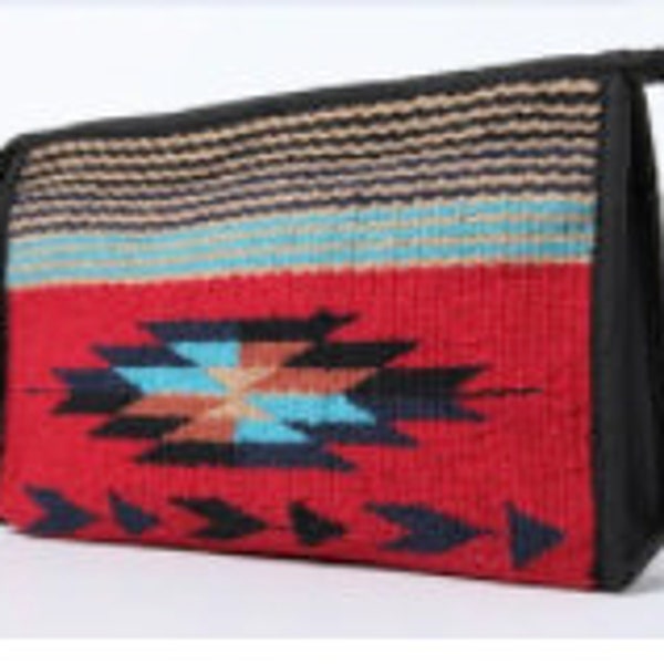Handwoven Southwest Aztec Makeup Bag Navajo Southwestern Boho Cowboy Purse Aztec Yellowstone Beth Dutton inspired Rodeo Wool Saddleblanket