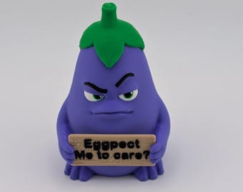 Eggplant With Attitude | 3D Printed Funny Desk Figurine | Choose Your Sign | Sassy Office Decor | Coworker Gift | Desk Pet