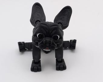 Gelenk Französische Bulldogge Fidget | 3D gedrucktes Frenchie Spielzeug | Flexi Hund Schreibtisch Buddy | Benutzerdefinierte Farbe Haustier Spielzeug | Geschenk für Frenchie-Liebhaber