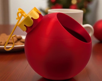 Giant Christmas Ornament Candy Dish | Personalized Color Holiday Bowl, 3D Printed Xmas Decor, Unique Stocking Stuffer, Kitchen Gift