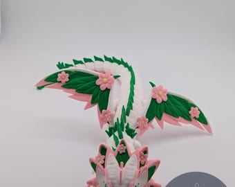 48cm Blumen Drachen | Gegliedertes 3D gedrucktes Fantasy Spielzeug | Benutzerdefinierte Blumendrache | Großer Flexi-Drachen-Dekor | Preiswerter Geschenk