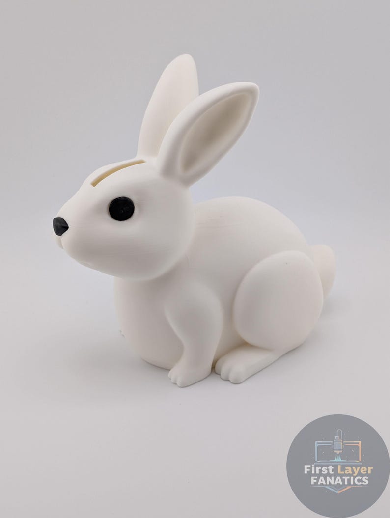 3D Printed Bunny Coin Bank – Cute Sitting Rabbit Money Jar W/screw Cap ...