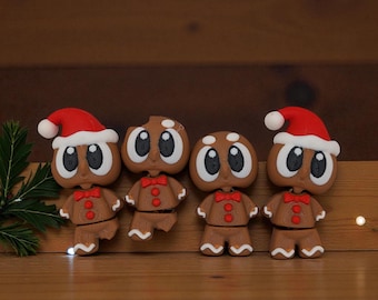Articulated Gingerbread Fidget Toy | Funny Christmas Fidget, Bitten Cookie Desk Toy, Santa Hat Ginger, Sensory Stocking Stuffer