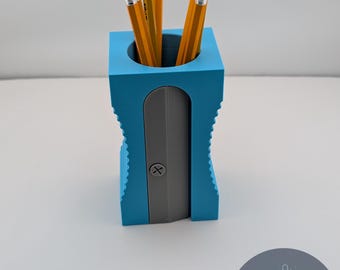 Pencil Sharpener Pencil Holder | Teacher Desk Organizer, Funny Back to School Gift, Retro Classroom Decor, 3D Printed Pen Cup, Artist Gift