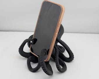 Octopus Phone Stand | Tentacle Cell Phone Holder for Desk, Nautical Home Decor, Lovecraftian Kraken Gift, 3D Printed Office Accessory
