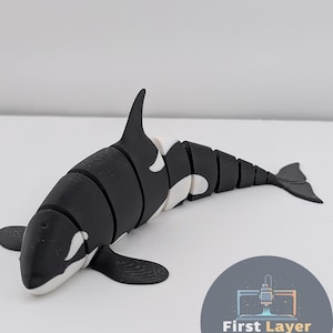 Brinquedo Fidget Articulado &quot;Orca Clássica&quot;, Baleia Assassina Impressa em 3D, Brinquedo Sensorial Flexível para Ansiedade e TDAH, Estatueta de Animal do Oceano