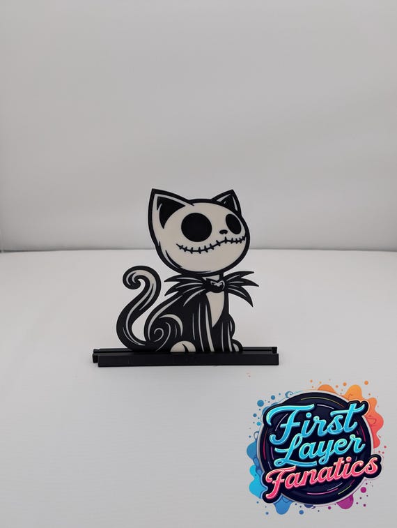 Jack Kittleton Spooky Cat Figure | Gothic Cat Shelf Decor, Halloween Cat Gift, Goth Home Decor, Collectible Cat Series, 3D Printed Art