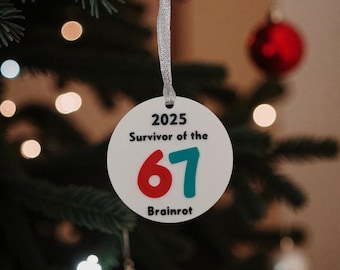 2025 Brainrot Survivor Ornament | Funny Meme Christmas Gift | Trendy Holiday Decor | Unique Stocking Stuffer for Them