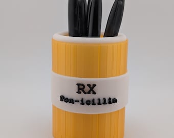 RX Pill Bottle Pen Holder | Personalized Funny Desk Organizer | 3D Printed Pencil Cup | Nurse Doctor Office Gift | Choose Your Prescription