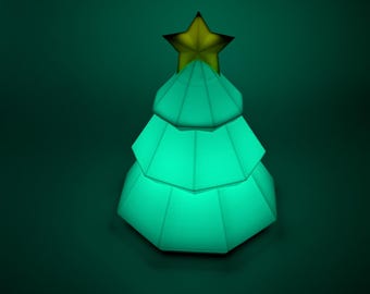 Anpassbare Low Poly Baum Lampe | Wählen Sie Ihre Farben | Moderner Feiertags-Dekor | Geometrisches LED-Licht | Einzigartiges Geschenk