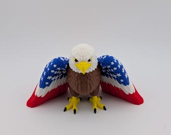 Patriotic Bald Eagle Figurine | USA Flag Wing Statue | 4th of July American Decor | American Eagle Sculpture | Veteran Gift | USA 250th