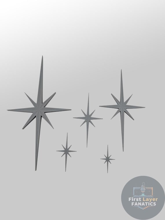 Mid Century Modern Star Wall Decor | 3D Printed Art Deco Atomic 
