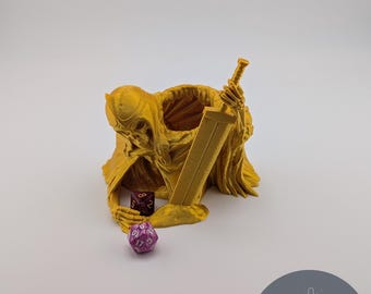 Rotlord Würfelturm | Undead King Dice Roller mit Free Dice | 3D gedrucktes Skeleton RPG Zubehör | Gothic Tabletop Gaming Geschenk