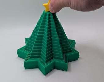 Collapsible Christmas Tree Fidget Toy | ASMR Sensory Toy, Custom Color Star, Stocking Stuffer, Unique Holiday Gift, Kinetic Desk Toy