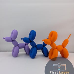 3Dプリントバルーンドッグフィギュア | ポップアートデスクデコレーション | モダンなバルーンアニマル彫刻、カラフルな保育園＆ホームデコレーション、ユニークなギフト、4サイズ