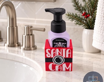 Santa Cam Foaming Soap Bottle Holder | Christmas Bathroom Decor | Santa Belt Kitchen Sink Decor | Holiday Hostess Gift | White Elephant Gift