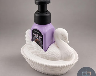 Swan Foaming Soap Bottle Holder | Wicker Style Basket Bathroom Decor | Cottagecore Vanity Accessory | Swan Lover Gift | 60+ Colors