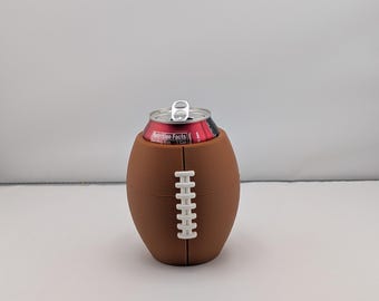 Football Can Cooler | 3D Printed Cooler for Beer & Soda, Tailgating Accessory, Gift for Football Fan, Man Cave Barware, Gameday Gear
