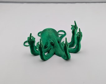 Fucktopus Octopus Figurine | Funny Middle Finger Desk Decor | 3D Printed Octopus Gift | Naughty Office Humor | Custom Colors | 4 Sizes | Gag