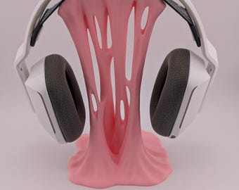 Sticky Drip Headphone Stand – 3D Printed Melting Gum Headphone Holder | Gamer Streamer DJ Desk Organizer | Bold Aesthetic Desk Decor