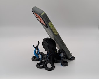 Supporto per telefono e tablet a forma di polpo / Supporto Kraken bicolore stampato in 3D / Decorazione da scrivania personalizzata a tema oceano / Supporto per dispositivo in regalo / FLF