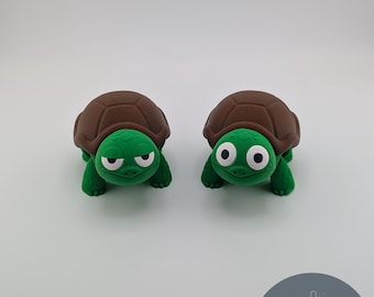 Lustiges Stimmungs-Schildkröten-Set | Happy and Grumpy 3D gedruckte Schildkröten, Schreibtisch Fidget Spielzeug, Büroeinrichtung, sarkastisches Geschenk, Gelenkschildkröte in voller Größe