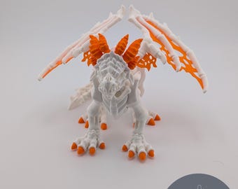 Estatua de dragón esquelético letal / Dragón de hueso articulado de 25 cm / Decoración gótica para escritorio / Regalo de fantasía de no muertos impreso en 3D / Decoración única para Halloween