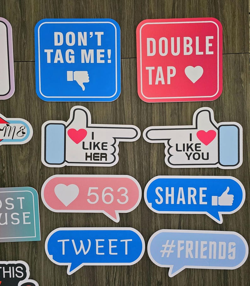 Pvc Sign Prop 20designs, 12pcs Social Photo Booth Pvc Props Kit, Photobooth, Selfie ...