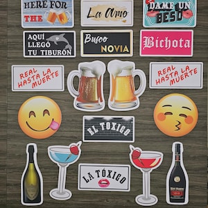 Waterproof PVC Photo Booth Props: Birthday Party Signs, 9-Piece Set