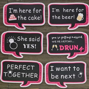 6 diseños 3 piezas de accesorios de PVC para fotomatón de boda, juego de letreros para fotomatón n.° 1